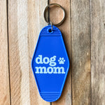 DOG MOM - Bright Blue Vintage Motel Keychains
