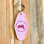 MAMA NEEDS JESUS & A TRACTOR RIDE - Pink Vintage Motel Keychains