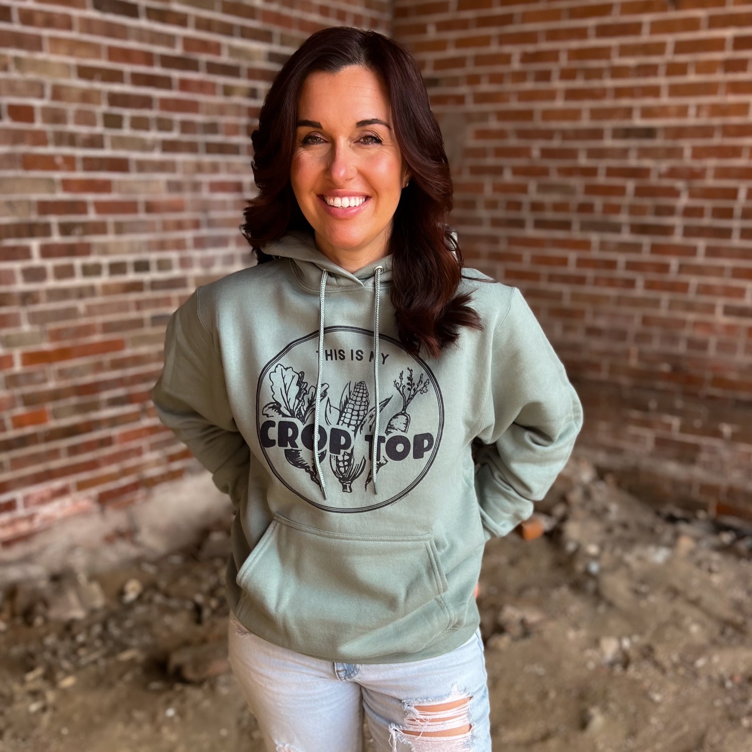 CROP TOP Green Hoodie