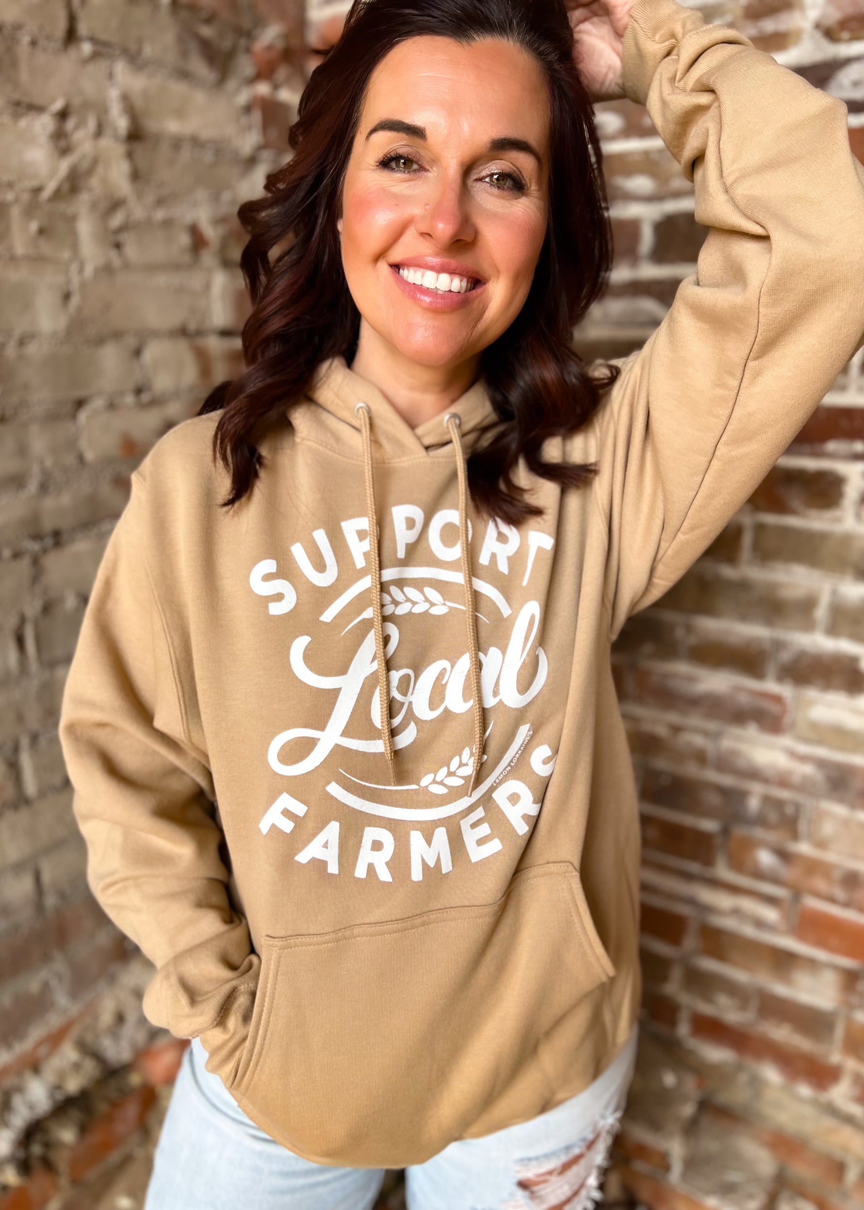 SUPPORT YOUR LOCAL FARMERS - Sand Hooded Sweatshirt