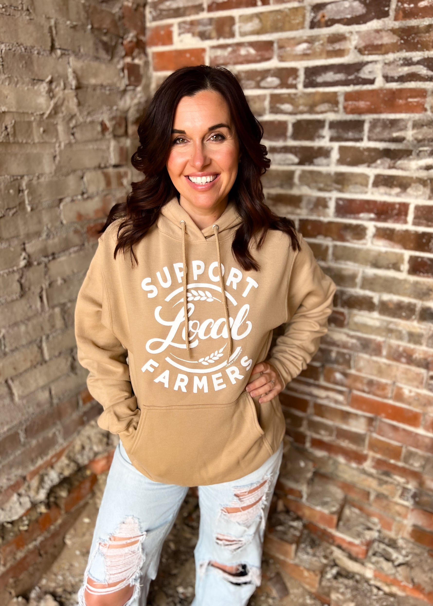 SUPPORT YOUR LOCAL FARMERS - Sand Hooded Sweatshirt
