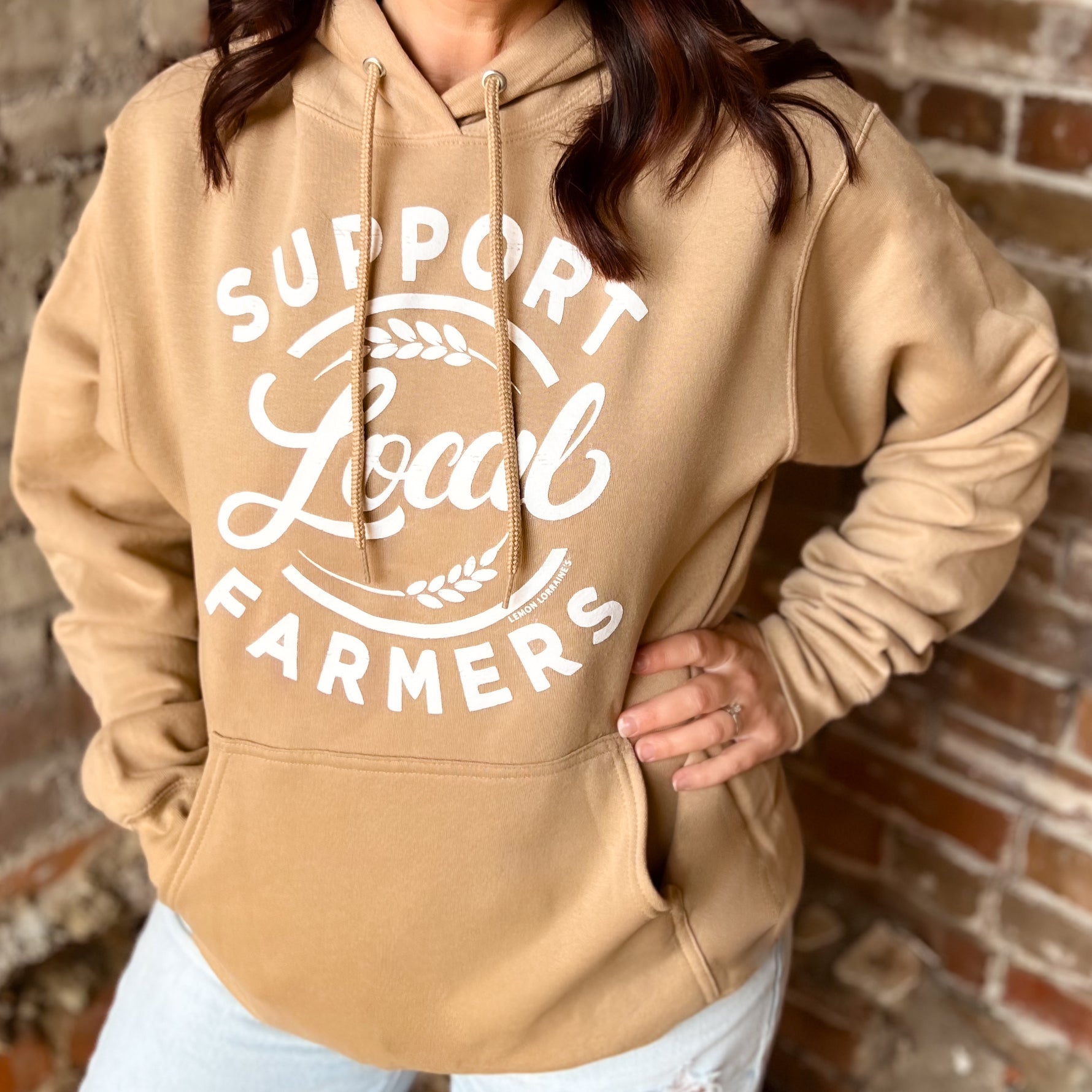 SUPPORT YOUR LOCAL FARMERS - Sand Hooded Sweatshirt